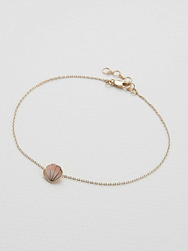  Coralia Shell Charm Pink Chain Anklet