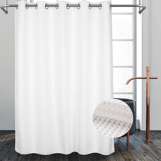 River Dream No Hooks Needed Shower Curtain with Snap in Liner
