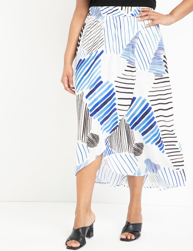 Printed Wrap Front Maxi Skirt