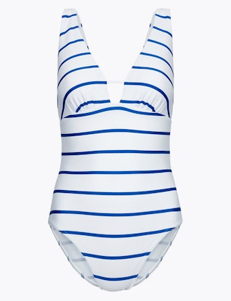 Striped Plunge Swimsuit