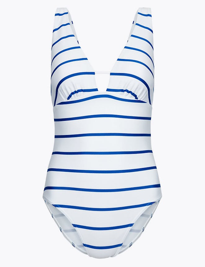 Striped Plunge Swimsuit