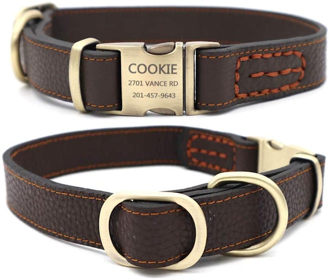 YOUYIXUN Personalized Leather Dog Collar 