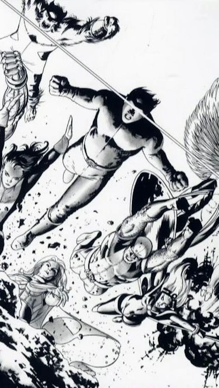 A comic stencil drawing of Marvel's new X-Men