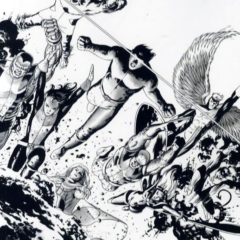 A comic stencil drawing of Marvel's new X-Men