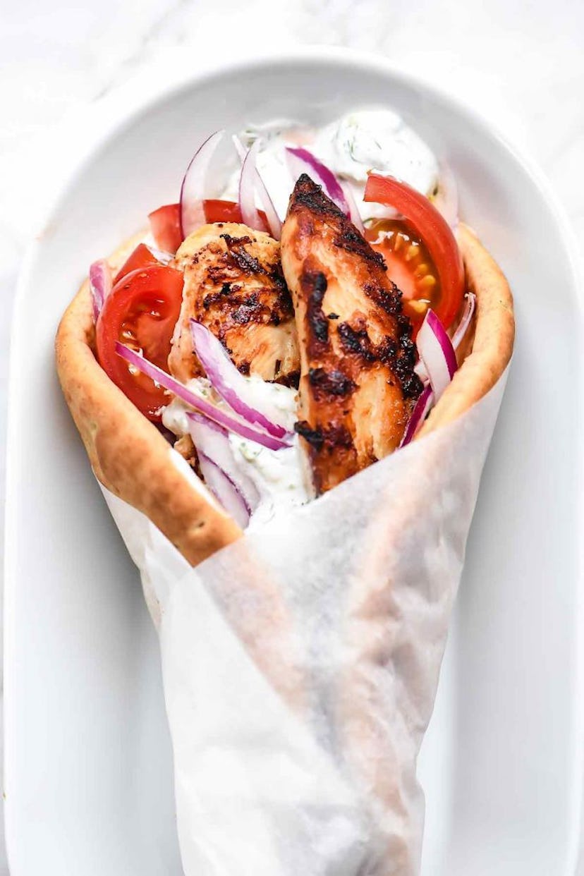 Easy chicken gyros are one summer dinner you can have on the go. 