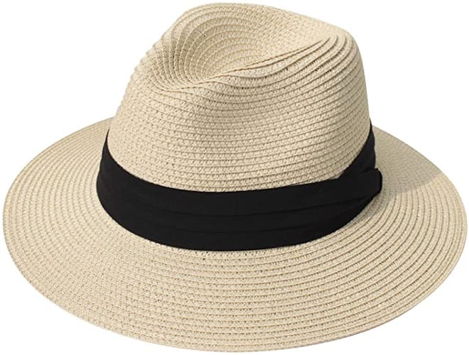 DRESHOW Women Straw Panama Hat Fedora