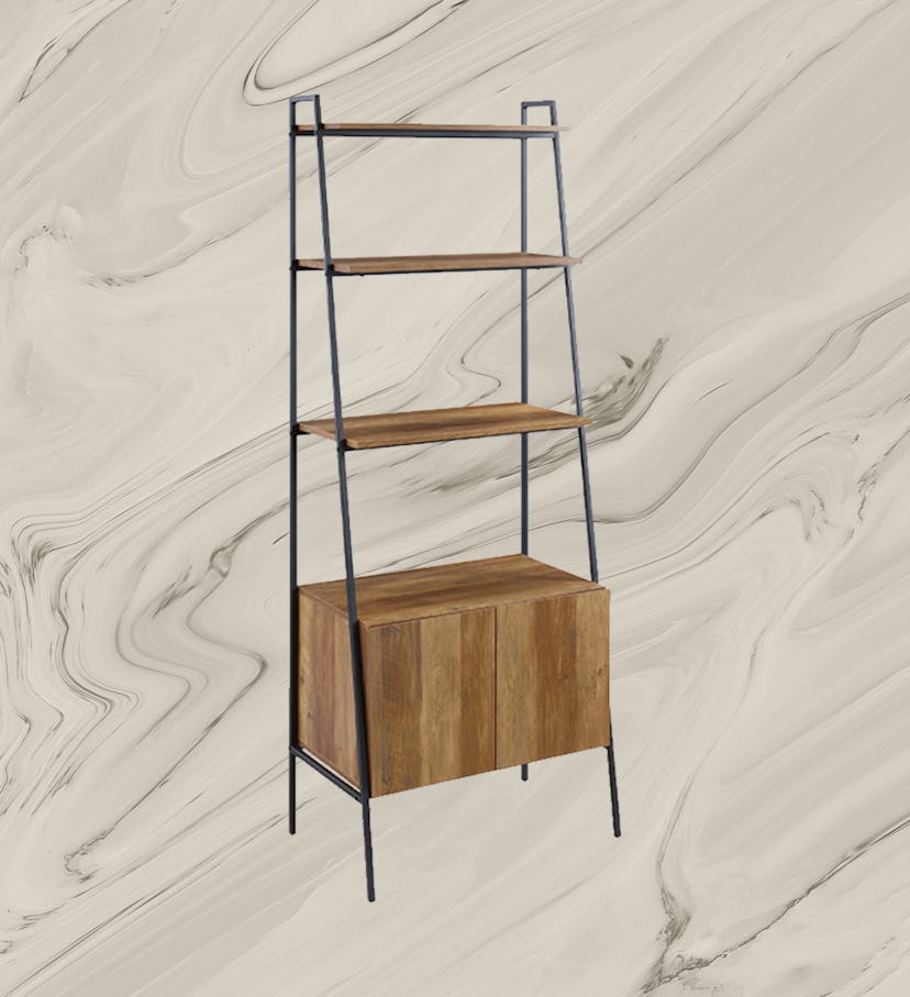 Industrial Reclaimed Barnwood 4-Shelf Ladder Bookshelf