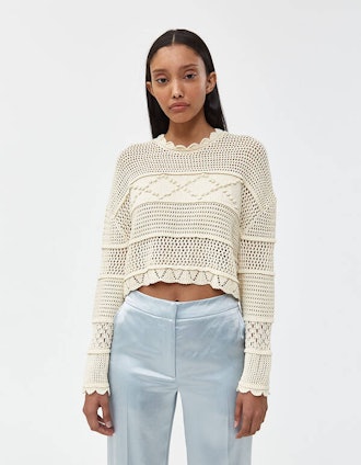 Patched Panel Cropped Sweater