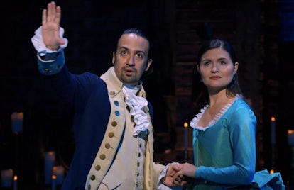 Lin-Manuel Miranda as Alexander Hamilton and Phillipa Soo as Eliza Schuyler in Hamilton