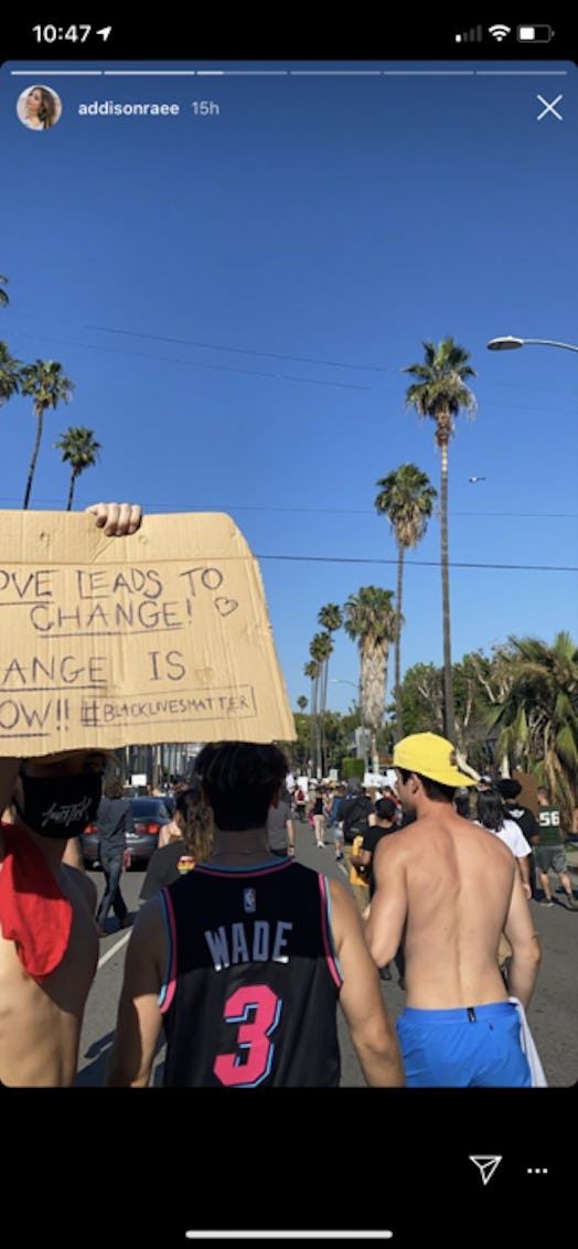 Addison Rae and Bryce Hall attend a protest in Los Angeles together.