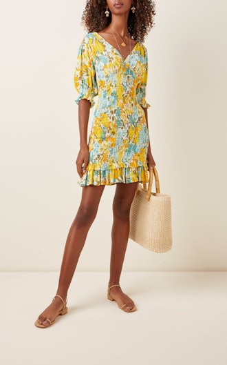 Margherita Floral-Print Crepe Mini Dress