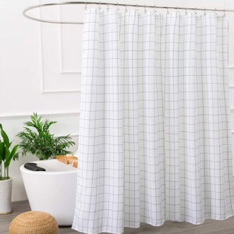 Aimjerry Black and White Fabric Shower Curtain