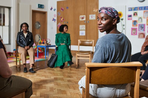 Michaela Coel attends a support group in 'I May Destroy You' via WARNER MEDIA PRESS SITE