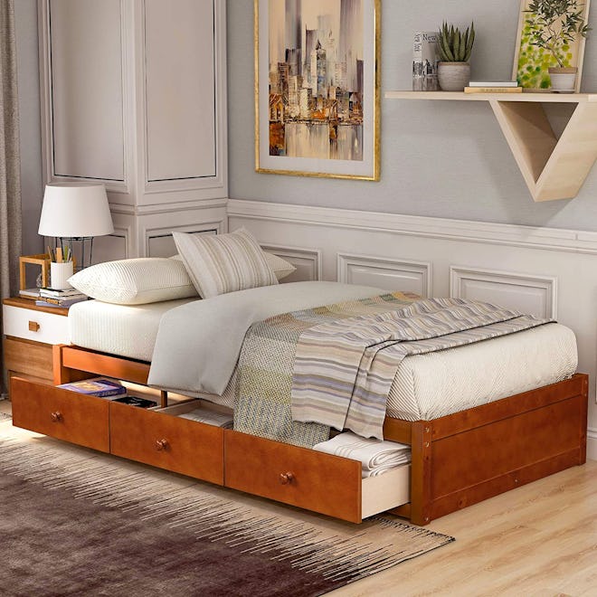 Civil Furniture Twin Wood Platform Storage Bed