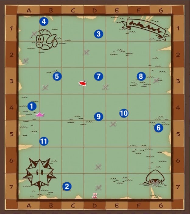 'Paper Mario: Origami King' Great Sea chart: All 11 island locations on 