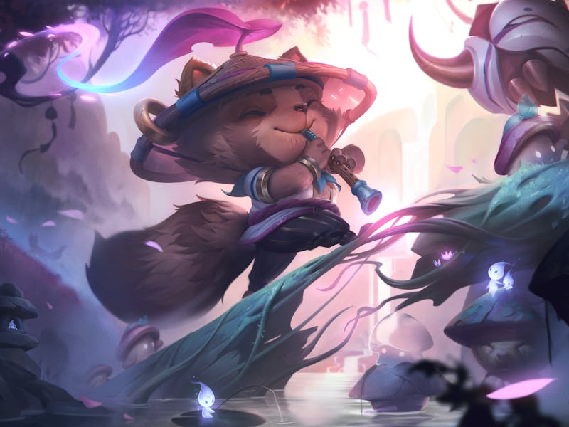 Splash art of Teemo's pink Spirit Blossom skin