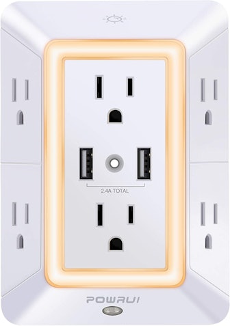 USB Wall Charger, Surge Protector, 6-Outlet Extender 