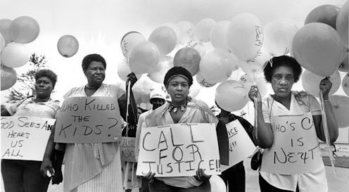 Atlanta mothers Evelyn Miller, Willie Mae Mathis, Sheila Baltazar and Annie Hill protest in 1984