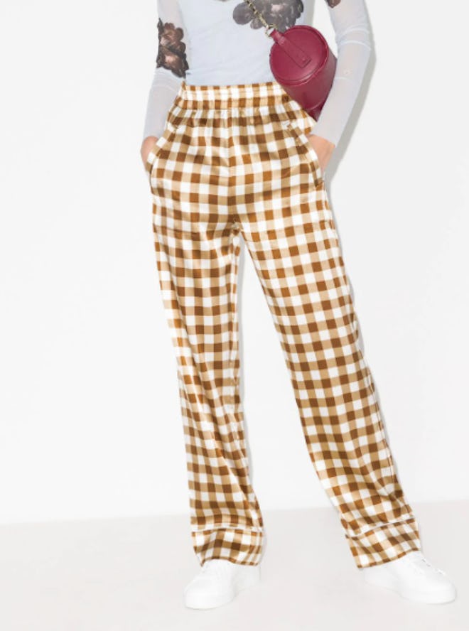 Wide-Leg Check Trousers