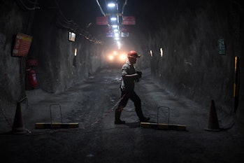 A staff worker in a nickel mine in Jinchuan, China in January 2020.