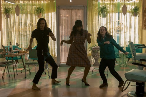 Robert Sheehan, Emmy Raver-Lampman, and Ellen Page in 'The Umbrella Academy' Season 2 via the Netfli...