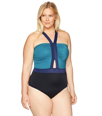 Coastal Blue Plus Size Color-Blocked One Piece Swimsuit