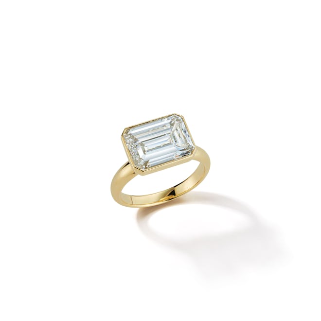 18k Gold Bespoke East-West Emerald Cut Diamond Ring