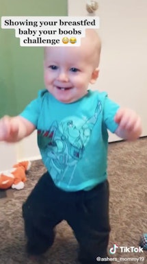 TikTok moms have been recording their adorable baby's reactions to seeing their boobs from behind th...