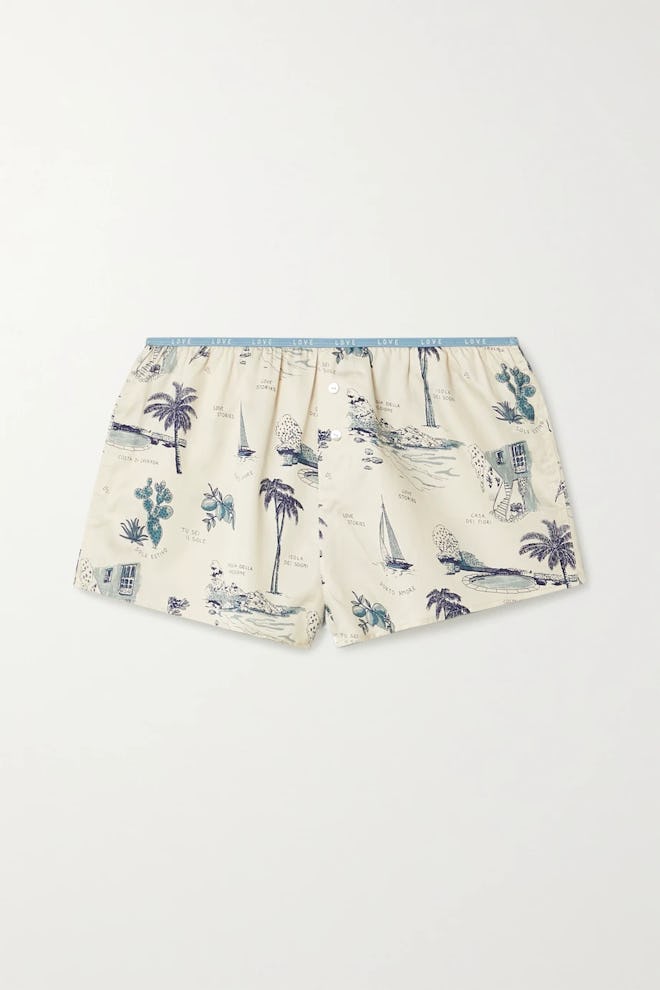 Sunday Printed Cotton-Sateen Pajama Shorts