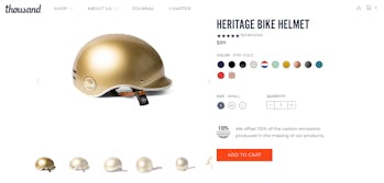 A bicycle helmet on an online store.