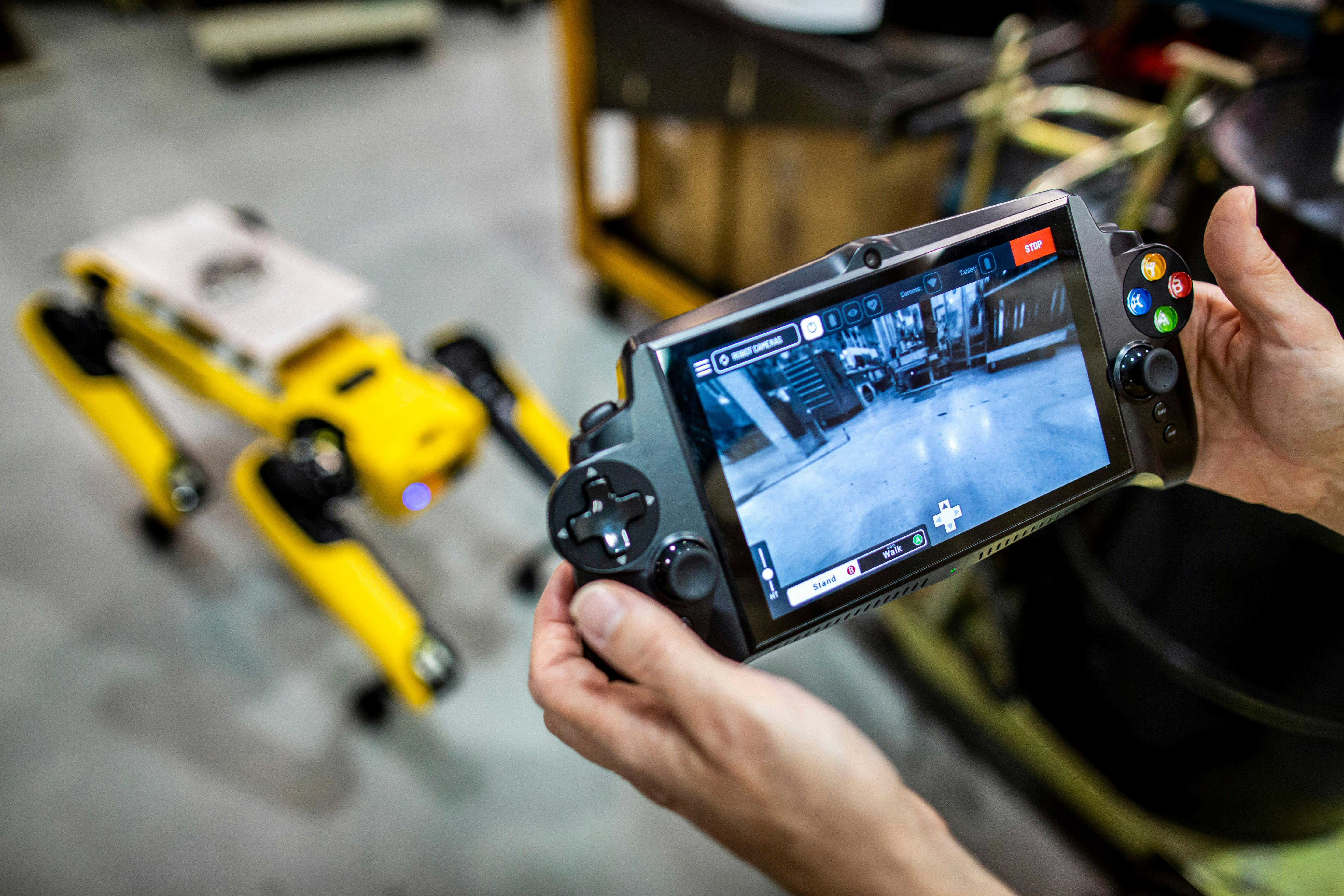 Wiebelhaus can control Fluffy with a device that's only somewhat bigger than a Playstation 4 controller.