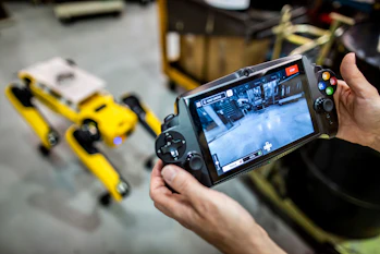Wiebelhaus can control Fluffy with a device that's only somewhat bigger than a Playstation 4 controller.