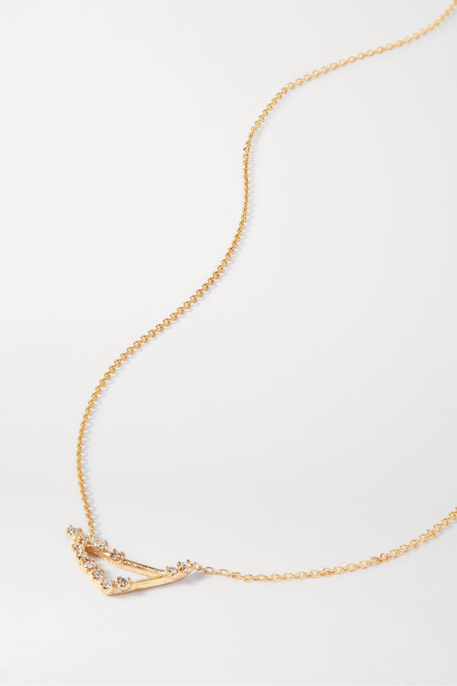 Celestial Capricorn 10-Karat Gold Diamond Necklace 