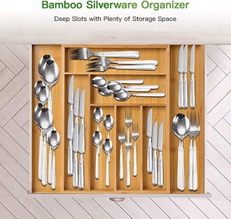 Pipishell Bamboo Expandable Drawer Organizer