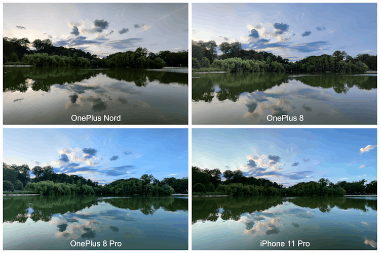 The OnePlus Nord smartphone landscape comparison photos.