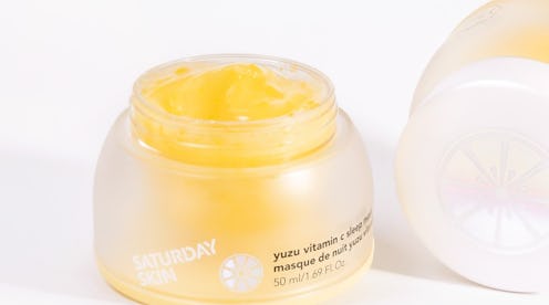 Saturday Skin's Yuzu Vitamin C Sleep Mask in jar.