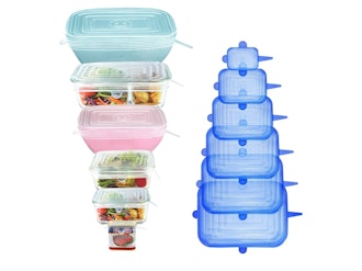 Longzon Rectangular Silicone Stretch Lids (12-Pack)