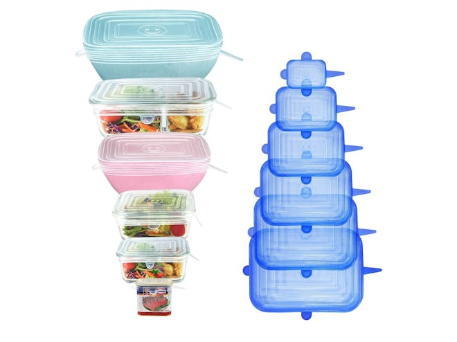 These lids are made of flexible, BPA-free silicone, so they'll fit a wide variety of shapes and size...