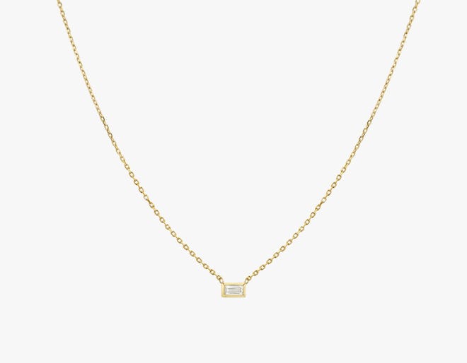 Baguette Diamond Bezel Necklace