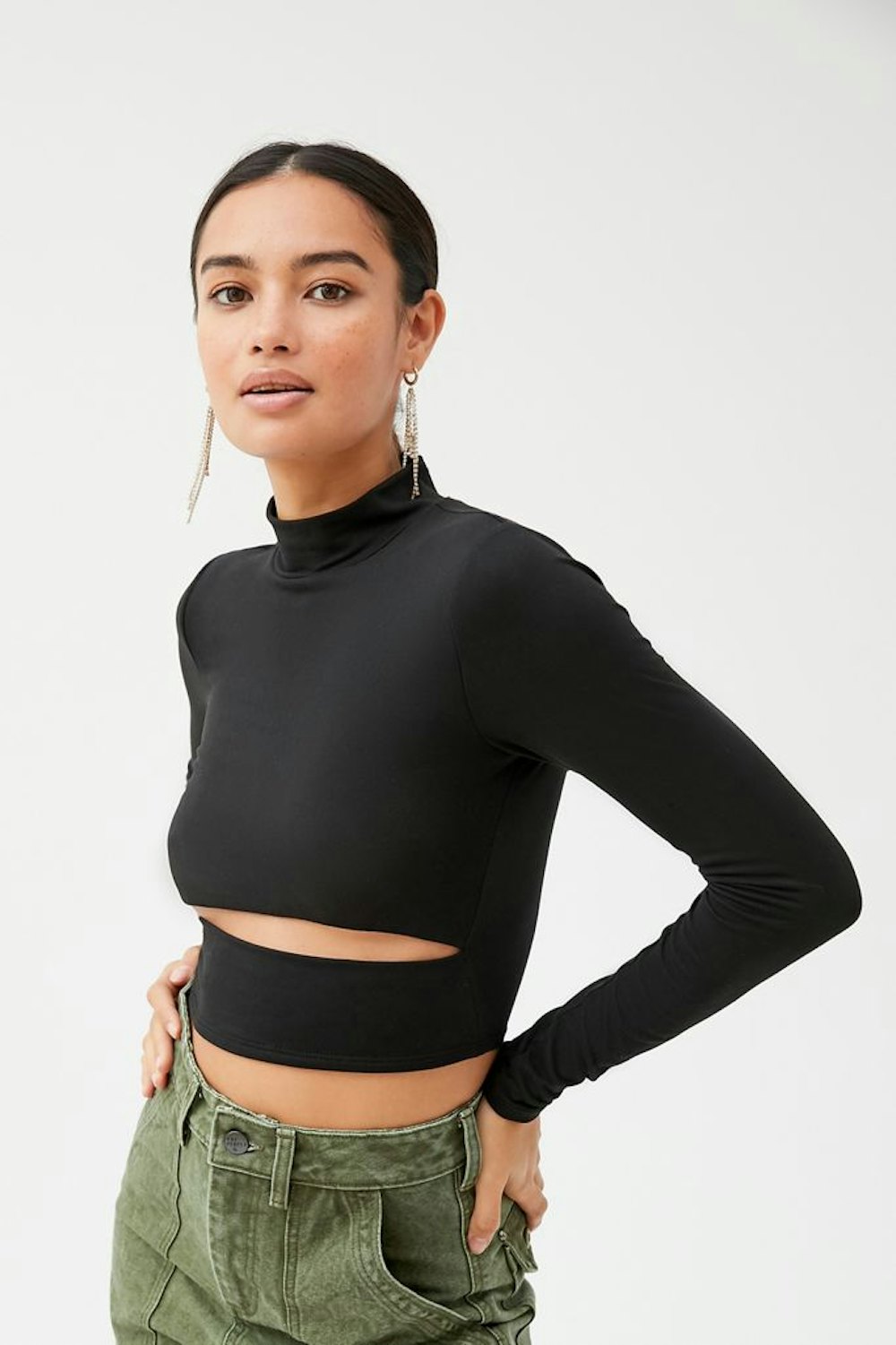 UO Maxine Cutout Mock Neck Top