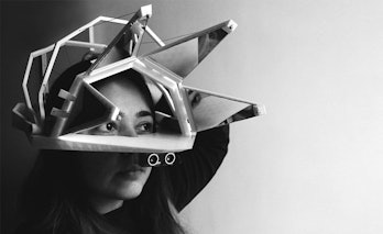 The Bloom headset distorts visual perception using a set of mirrors and a pair of lenses.