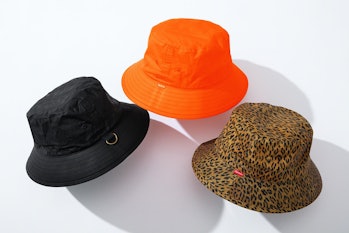 Different colorways of Supreme's new bucket hats.