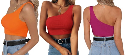 This one shoulder tank top comes in 14 different colors and is just $12.