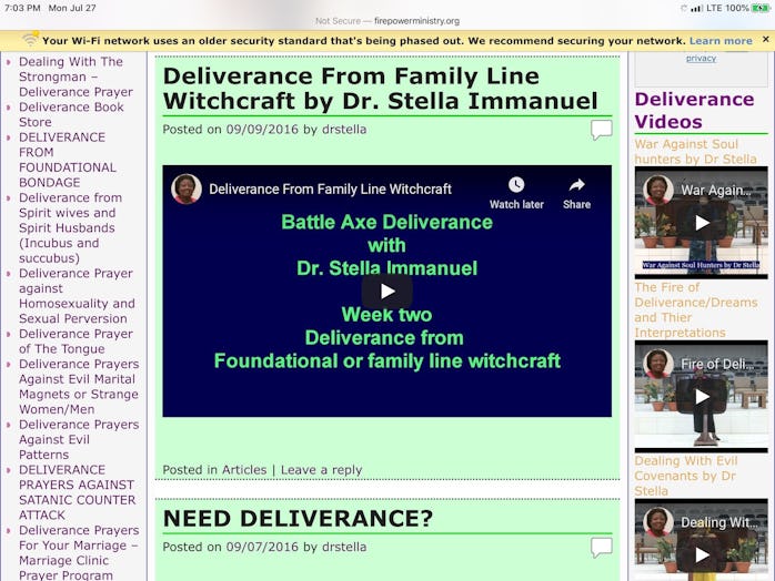 Screenshot of Dr. Immanuel's website.