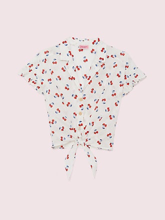 Cherry Toss Tie-Front Top