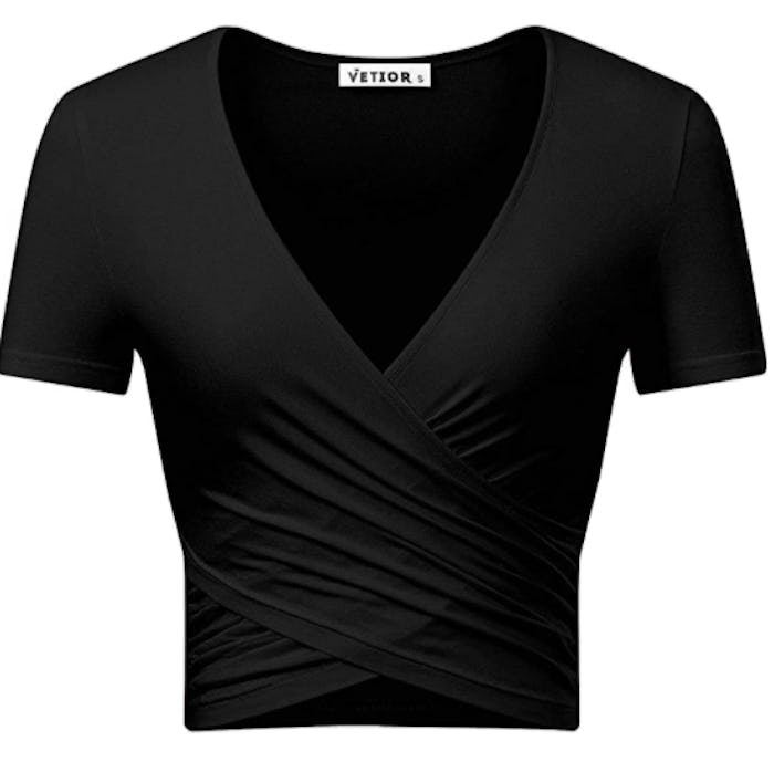 VETIOR Women's Deep V Neck Long Sleeve Crop Tops