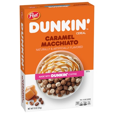 Dunkin' and Post's new coffee-flavored cereals include two offerings.