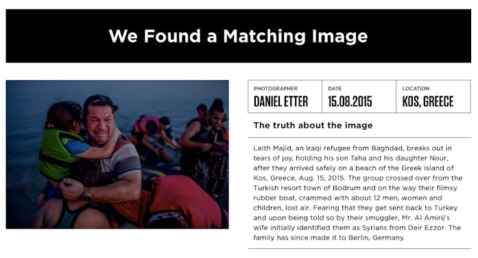 Truthmark's photo matching tool.