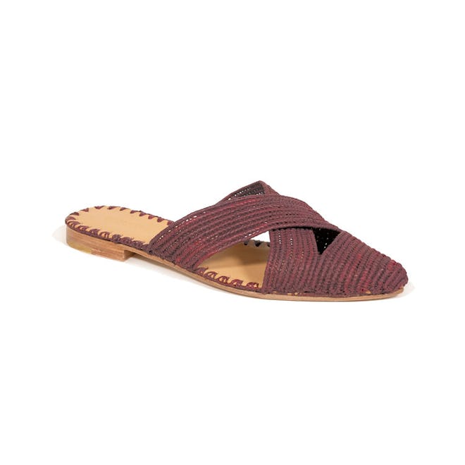 Venus Raffia Mule Bordeaux