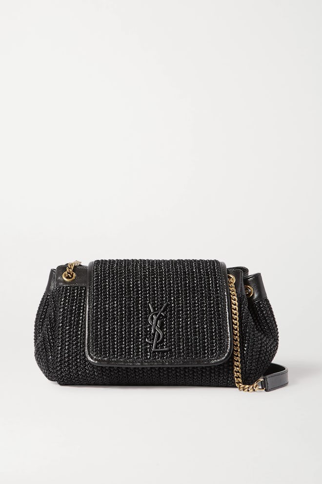 Nolita small raffia and leather shoulder bag 